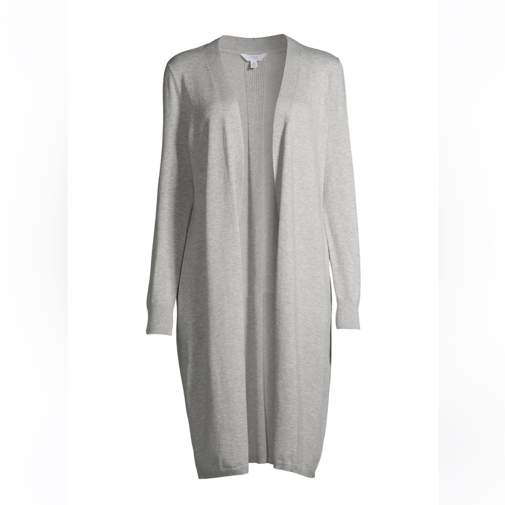 Time and Tru Long Open Front Duster Cardigan Light Grey S. NWOT
